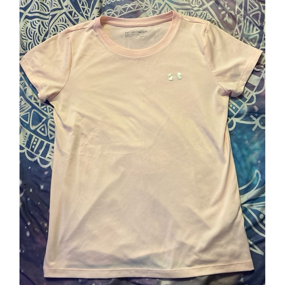 Under Armour HeatGear Women's Light Pink Loose Fit Short Sleeve Tee, Medium